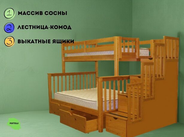 Кровать двухъярусная Велес Атланта-2 с ящиками