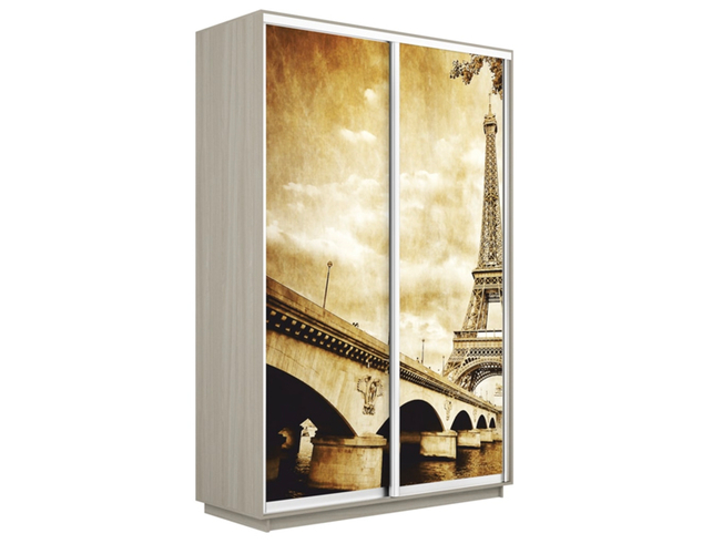 Шкаф-купе Экспресс 2-х дверный (Фото №1024 Париж), Ясень Шишо светлый