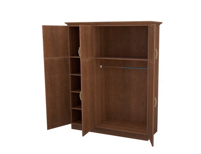 Распашной шкаф из массива 3-х створчатый с ящиками Эдем орех